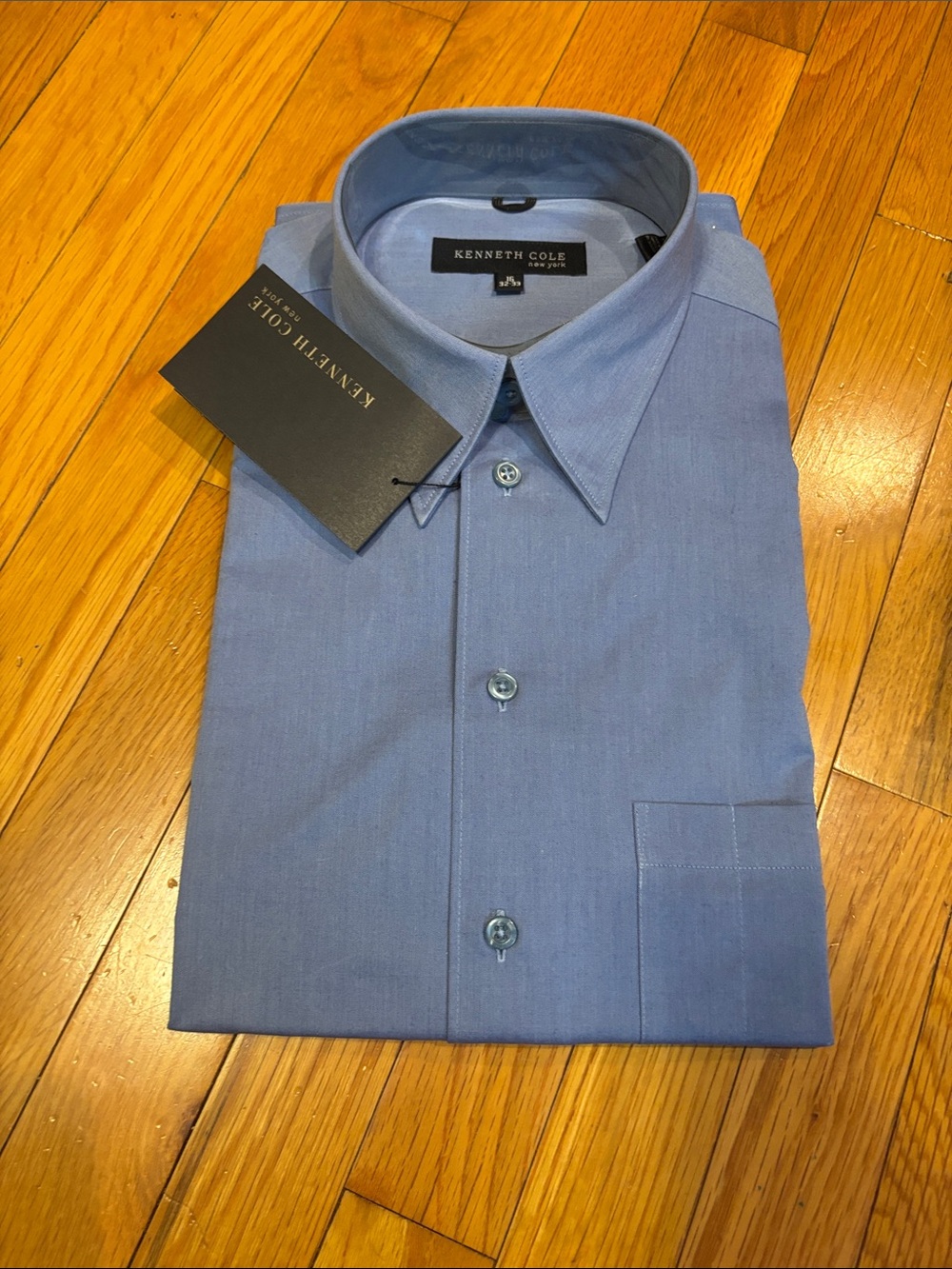 Vintage Kenneth Cole Light Blue Dress Shirt with Spread Collar